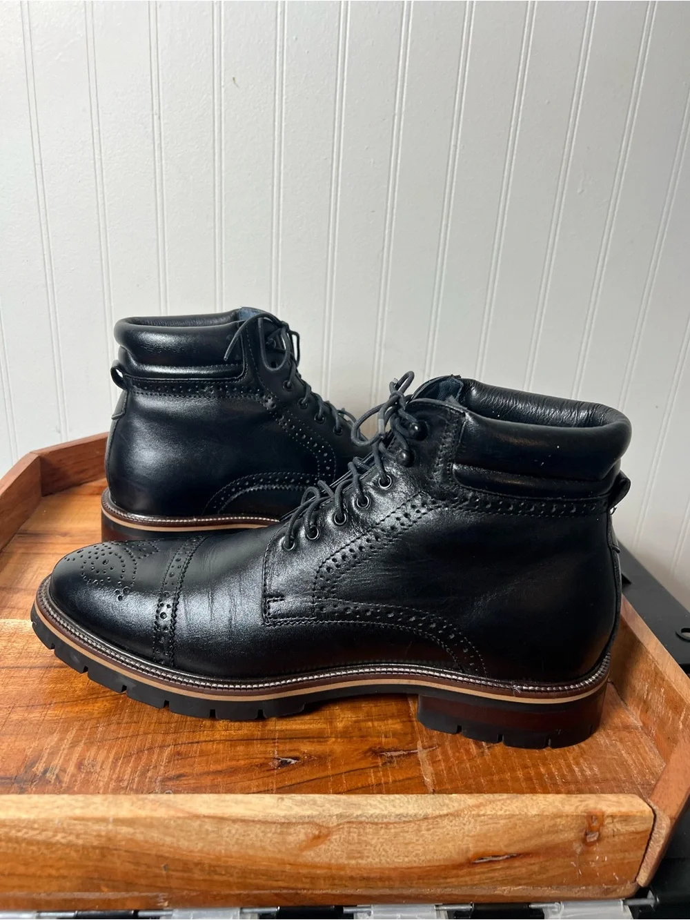 Johnston & Murphy Redding Cap Toe Boots Black size 10.5 M